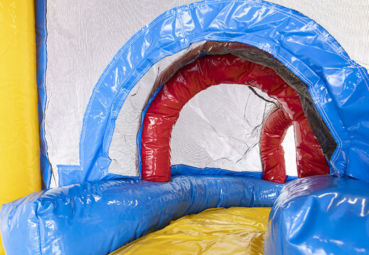 Buy mini inflatable multiplay bouncer in party theme with slide for kids. Order inflatable bouncers online at JB Inflatables America