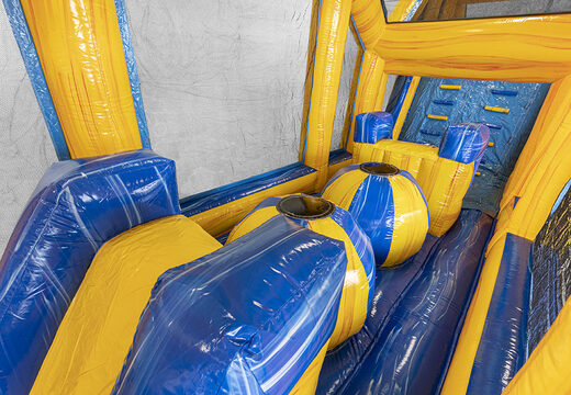 Order modular 19 meter marble obstacle course with matching 3D objects and double courses in different themes for kids. Buy inflatable obstacle courses online now at JB Inflatables America