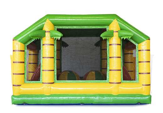 Order an obstacle course 19 meters long in a jungle theme with appropriate 3D objects for kids. Buy inflatable obstacle courses online now at JB Inflatables America