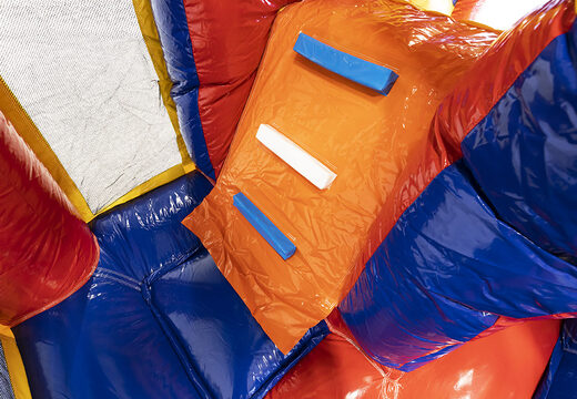 Medium inflatable multiplay bouncer in formula 1 theme with slide for children. Order inflatable bouncers online at JB Inflatables America