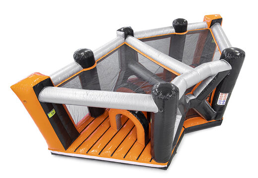 Mega inflatable 40-piece giga modular Gate Corner assault course for children. Order inflatable obstacle courses online now at JB Inflatables America