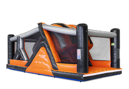 Mega inflatable 40-piece giga modular Tunnelslide assault course for children. Order inflatable obstacle courses online now at JB Inflatables America