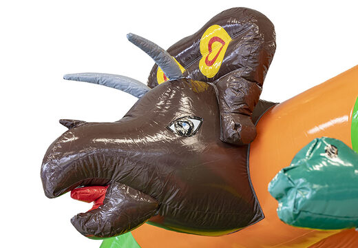 Buy custom World of dinos A Frame Super bounce houses with unique 3D objects and dino illustrations at JB Inflatables America. Request a free design for inflatable bounce houses in your own corporate identity now