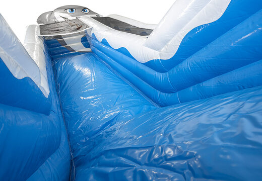 Buy Shark Slide Super with the cheerful colors, 3D objects and nice print on the side walls. Order inflatable slides now online at JB Inflatables America