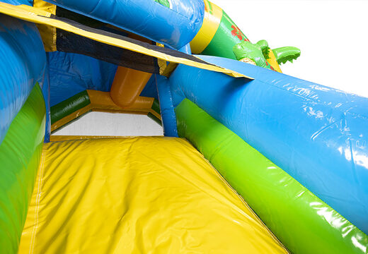 Inflatable slide combo bouncer in hawaii theme for sale for kids. Order inflatable bouncers with slide at JB Inflatables America