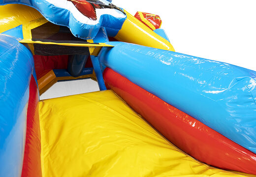 Superhero themed inflatable slide combo bouncer for kids for sale. Order now inflatable bouncers with slide at JB Inflatables America