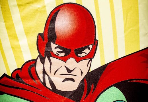 Superhero inflatable bouncer with roof for sale for commercial use. Bouncers available at JB Inflatables America online