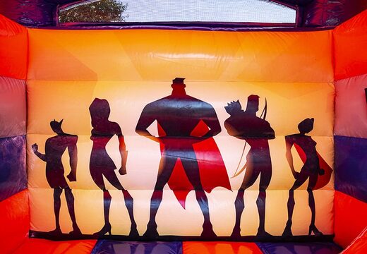 Small indoor multifun bouncy castle for sale in theme superheroes for children. Bouncy castles are online available at JB Inflatables America