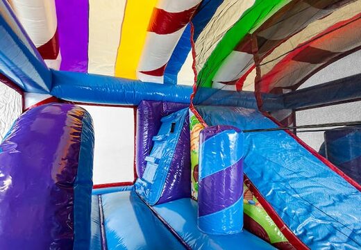 Order candyland bouncer in a unique design, a slide and 3D objects for kids. Buy bouncers online at JB Inflatables America 