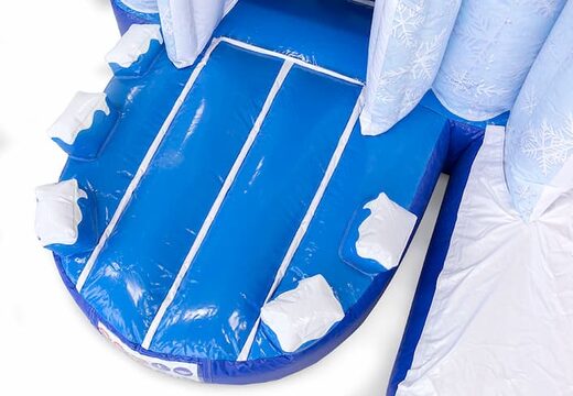 Ice themed bouncer with a slide and 3D objects for kids. Buy bouncers online at JB Inflatables America 