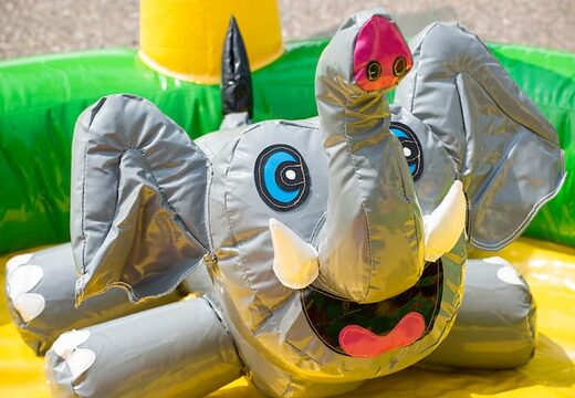 Buy a playzone jungle-themed bouncer with plastic balls and 3D objects for kids. Order bouncers online at JB Inflatables America 