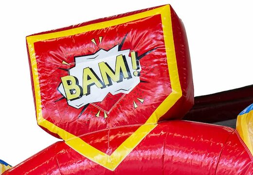Order a slidebox superhero themed bounce house with a slide for children. Buy inflatable bounce houses online at JB Inflatables America 