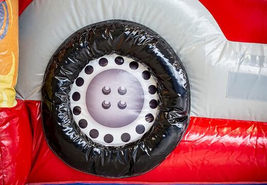 Order large inflatable indoor fire department multiplay bouncer with slide in Lego theme for kids. Buy bouncers online at JB Inflatables America 