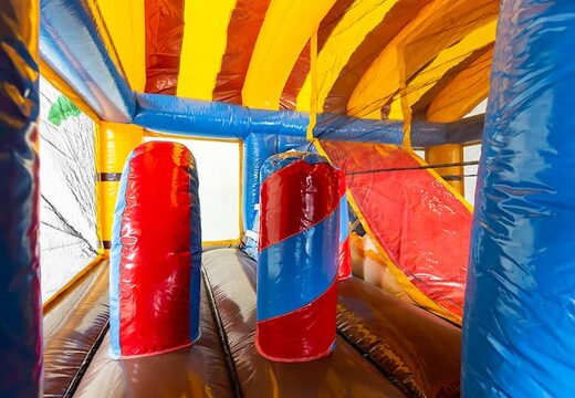 Pirate themed bouncer with a slide and 3D objects for kids. Buy bouncers online at JB Inflatables America 