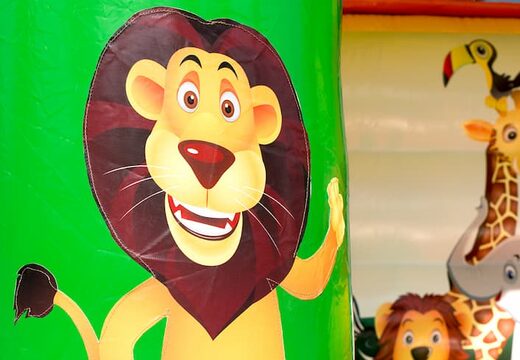 Buy a midi bouncy castle with a jungle  theme for kids. Buy bouncy castles now at JB Inflatables America online