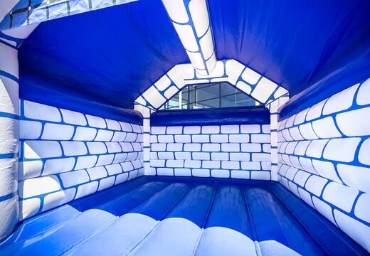 Buy standard blue castle bouncy castles with a knight theme for kids. Buy bouncy castles online at JB Inflatables America