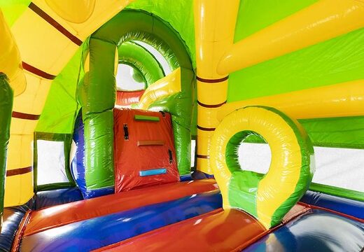 Order large inflatable air cushion with slide in crocodile theme for children