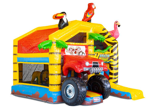 Buy inflatable multiplay bouncy castle with roof in amazon safari theme for children