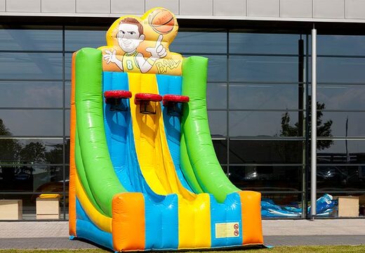Inflatable game with green, yellow, blue and orange colors