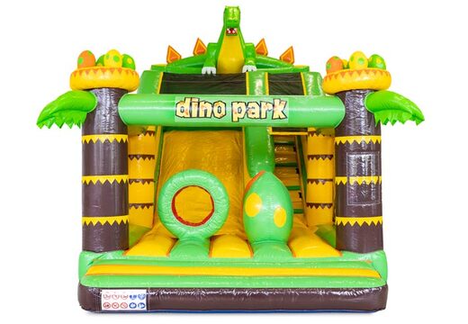Bouncy castle with obstacles and slide in Dino Park theme