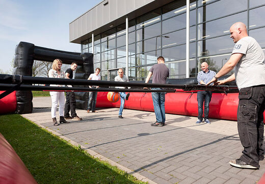 Buy black red table football game with unique boarding sliding system without bottom for children.