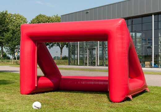 Order inflatable red football goal in the size of a futsal goal for young and old. Buy inflatable football goal now online at JB Inflatables Netherlands