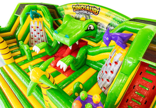 Front of Slideworld dino bounce house