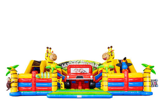 Slideworld in safari theme with palm trees giraffe