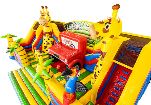 Giraffe palm tree parrot safari theme inflatable bouncy castle