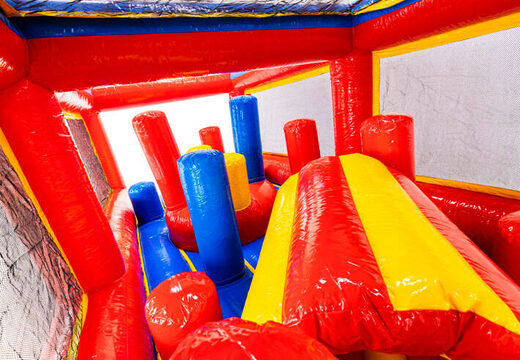 Crawling hole and pillars in module for obstacle course expansion rollercoaster theme