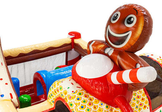 3D Gingerbread figurine with cup on bouncy castle, order online at JB