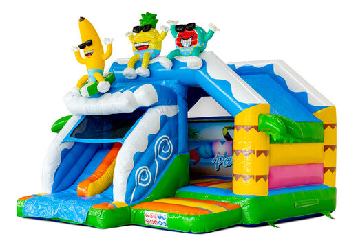 Slide combo Dubbelslide inflatable castle with two slides in Summer Party theme