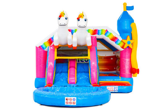 Double Slide Combo Inflatable Castle with Unicorn Theme\