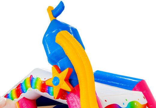 3D Figure on Double Slide Inflatable, Tower with Ponytail, Unicorn Theme