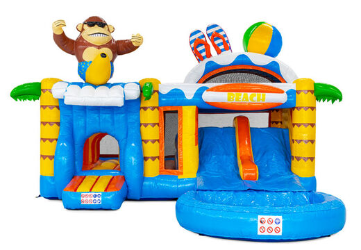 Multiplay Double-slide bouncy castle with two slides in Beach theme