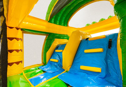 Climbing wall of Multiplay dubbelslide Safari Gorilla theme in blue yellow green
