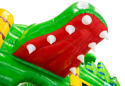 3D figure on bouncy castle Dubbelslide with crocodile mouth theme