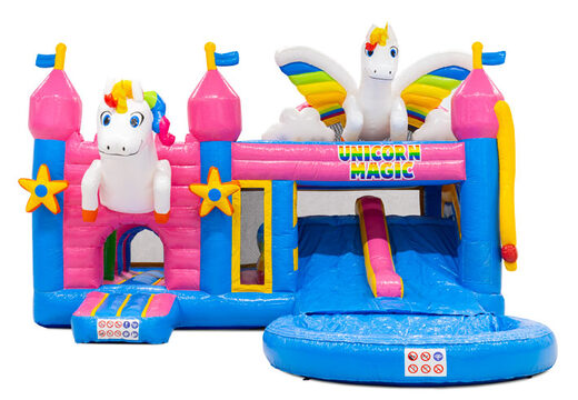 Multiplay Doubleslide inflatable castle with two slides in Unicorn theme
