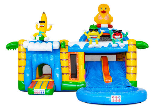 Multiplay Dubbelslide inflatable castle with two slides in summer party theme